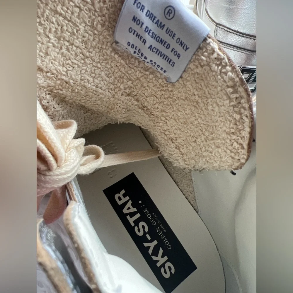 Golden Goose Sky-Star silver metallic leather + black Star High Top Sneakers 37 - Picture 8 of 10